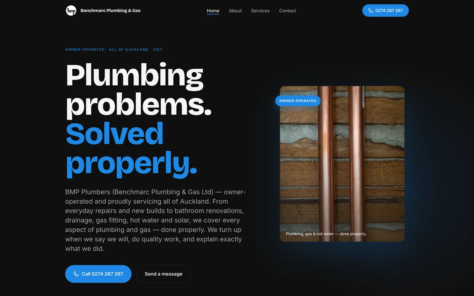 BMP Plumbers website built by Webgun