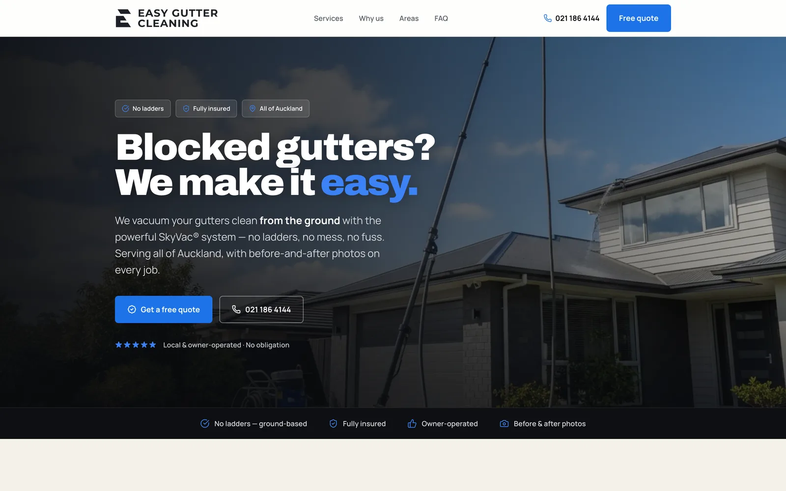Easy Gutter Cleaning website built by Webgun