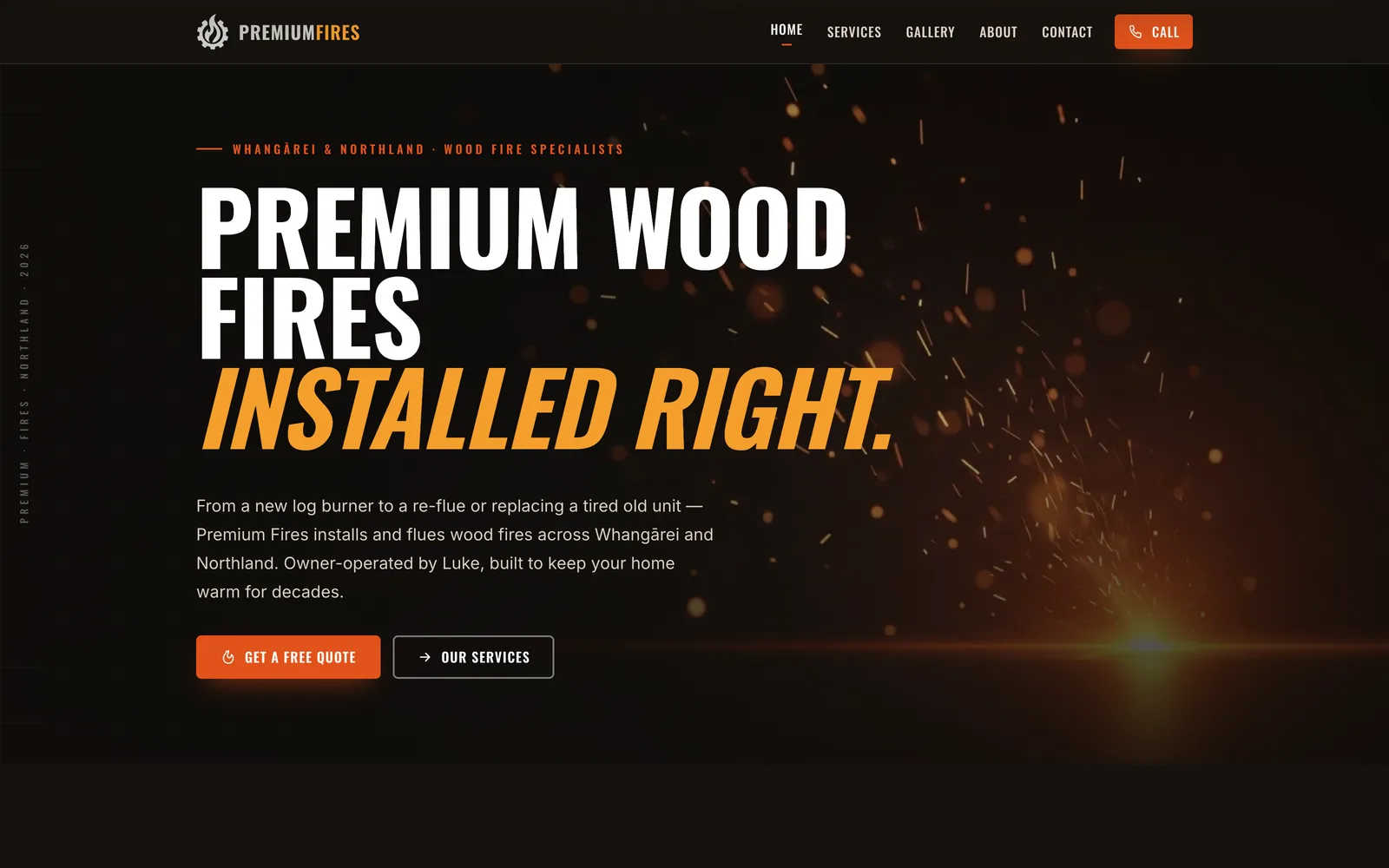 Premium Fires website built by Webgun